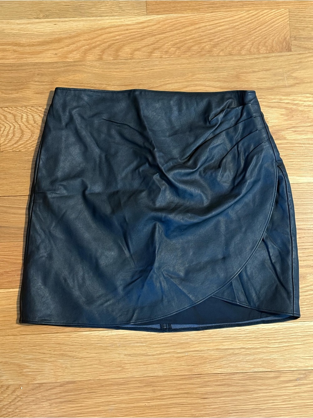 Abercrombie & Fitch Black Faux Leather Wrap-Style Mini Skirt